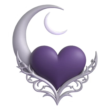 dark gothic heart featuring a silver crescent moon sticker