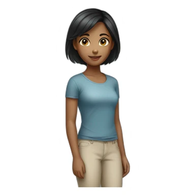 black-short-hair-young-girl sticker