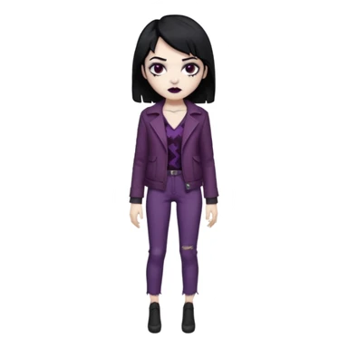 Faça uma zombie com olhos castanhos, cabelos pretos liso e curto e com estilo baddie sticker