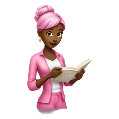 coquette woman reading a book pink sticker