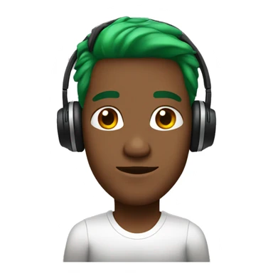 brownskin guy with green hair, white shirt, and black headphones  sticker