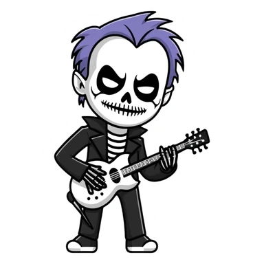Black metal musician with corpse paint, spikes, black clothes sticker