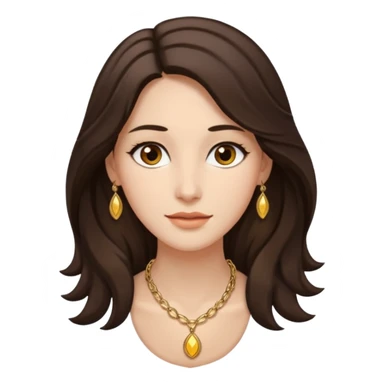 Briseide ha i capelli lunghi fino alla vita e castano scuro e leggermente ondulati, gli occhi castani e ha il viso allungato sticker