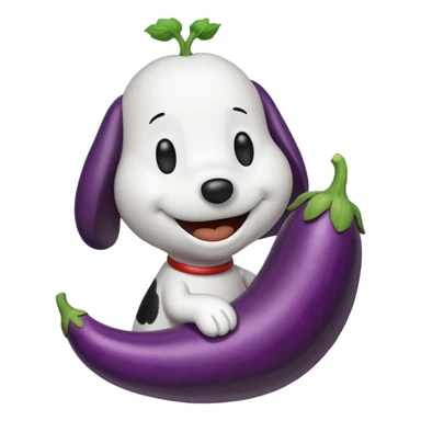 Black and white Snoopy with an eggplant sticker