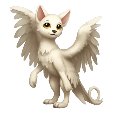 Anthro shy cute winged animal hybrid full body sticker