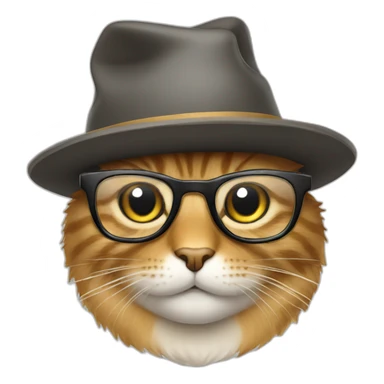 Cat with glasses and hat sticker