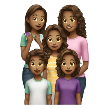 4 teenage cousins, each with a cell phone in their hand sticker
