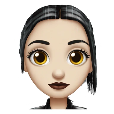 Realistic silkstone Wednesday addams gentle kissing sweetly Kurt Cobain in the rain. sticker