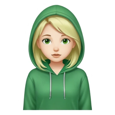 Girl wearing a green hoodie sticker