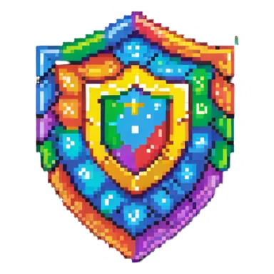 simple rainbow colored magical code shield sticker