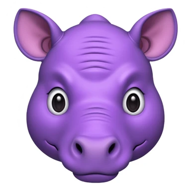 purple rhino face emoji, friendly and cute sticker