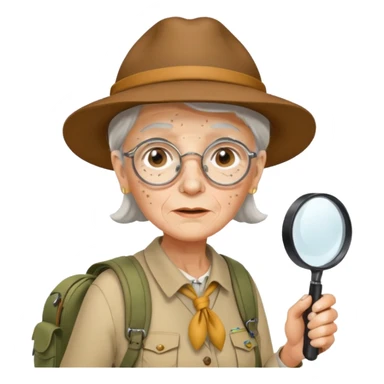 scout old woman backpack and magnifying glass sticker