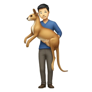 Chinese male holding a kangaroo upside down by its tail sticker
