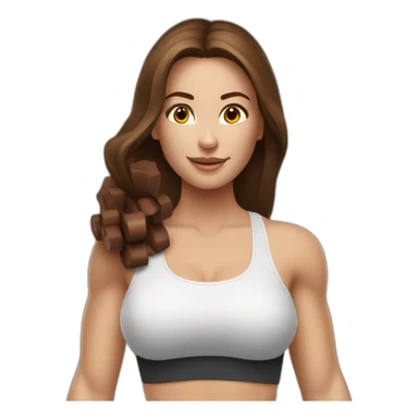 White beautiful fitness women with brown hair with dumbbells in their hands sticker
