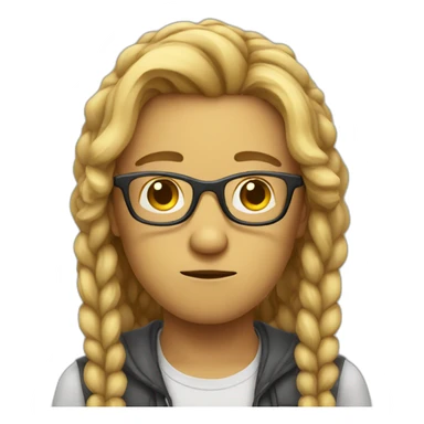 confused UX designer with glasses and tied hair sticker