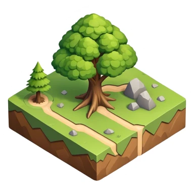 isometric rugged terrain small simple tree sticker