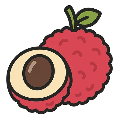 bold colorful icon of lychee fruit cross-section, representing Taiwan, no cliche sticker