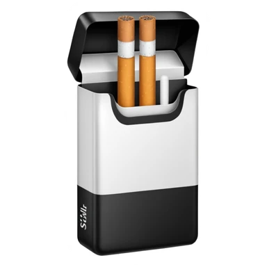 Minimalistic cigarette pack emoji, metallic black and white sticker