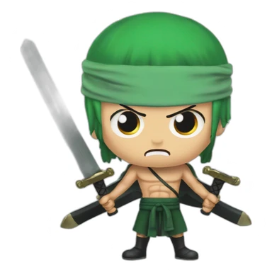 Roronoa Zoro angry with 3 swords sticker