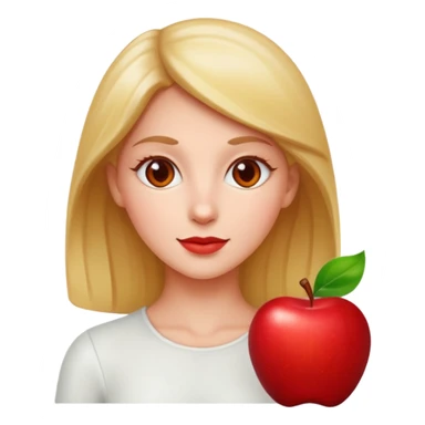 eva with an apple sticker
