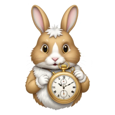 Rabbit holding watch sticker