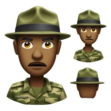 drill sergeant character wearing a classic sergeant hat and a camouflage army shirt. The character should have an angry intense expression. full torso sticker
