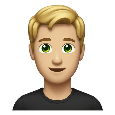 A man with green eyes and light brown hair holding a black cat sticker