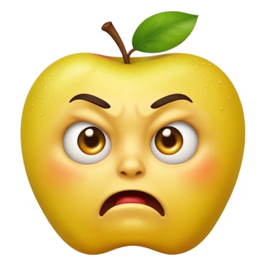 A Classic Apple emoji, yellow character. Extreme disgust/confusion. One eyebrow raised, one eyebrow lowered in anger. With a deep sneer on the mouth. sticker