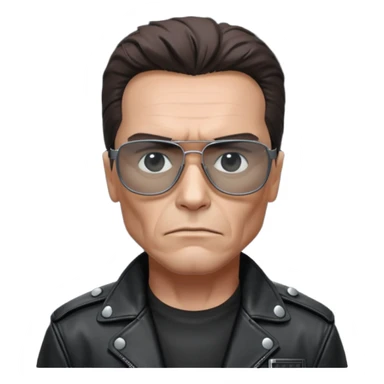 terminator shwartzneger only top in black galssess and his black jacket sticker