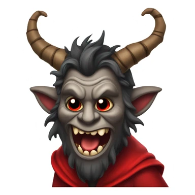 Krampus wearing a red robe sticking his tongue out sticker