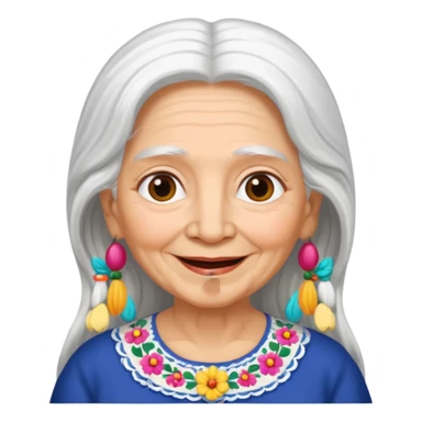 Mexican grandma with long white hair sticker