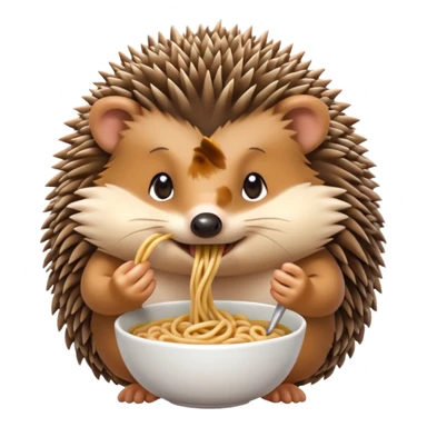 hedgehog eating noodle sticker