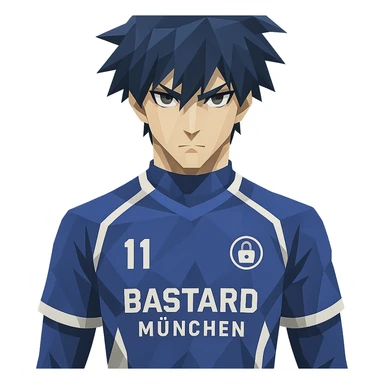 Bastard München player from Blue Lock anime in polygonal style sticker