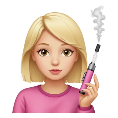 Blonde girl vaping a square pink disposable vape sticker