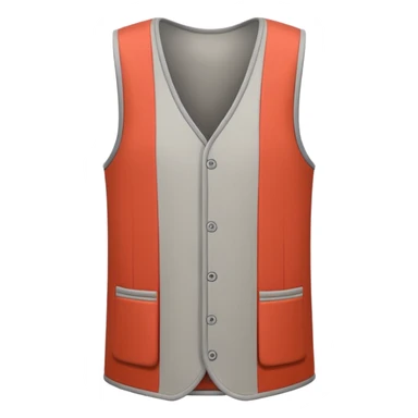 A 3D Apple-style emoji of a simple sleeveless vest (yelek), front view, minimal and clean design, soft fabric texture, neutral colors, cartoon-like and cute style sticker