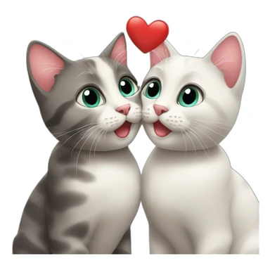 2 cats kissing with hearts sticker