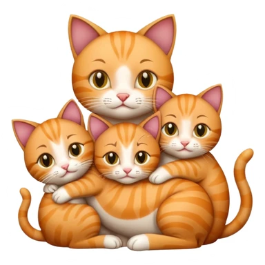 mama cat hugging her three kittens sticker