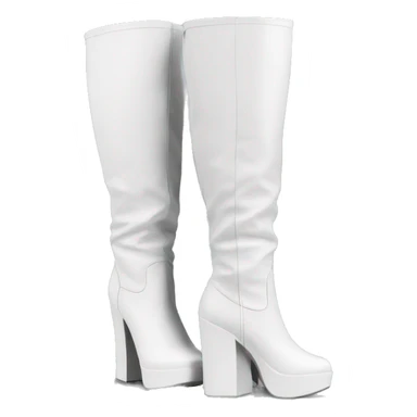 white knee high chunky heel boots sticker