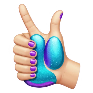 Glitter purple and cian hand thumbs up sticker