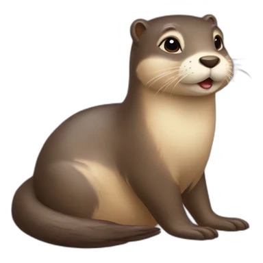 une loutre sur un lapin sticker