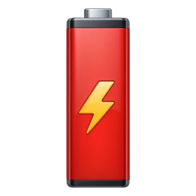iPhone-style emoji of a battery that is almost empty, with a small red bar at the end indicating low energy. Clean, minimal, glossy look, transparent background. sticker