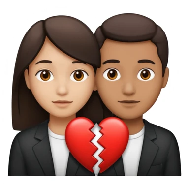 Half of his heart is black and the other half is white. sticker