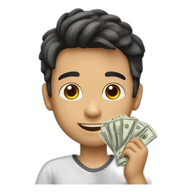niño joven guapo con mucho dinero en las manos sticker