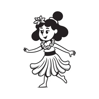 hula dancer, black lines, playful doodle sticker