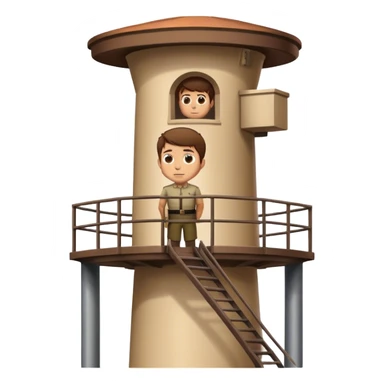 Man looking out of watchtower sticker