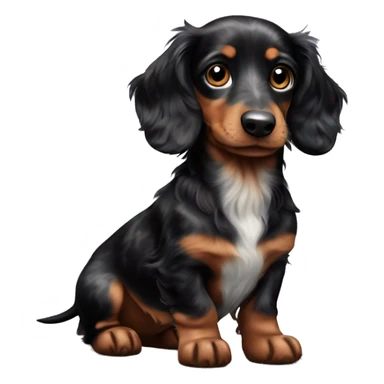 Black Merle long haired Dachshund puppy full body sticker