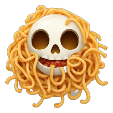 A happy skull, bathing in spaghetti bolognese sticker