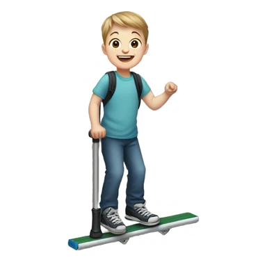 Down syndrome boy on a pogo stick sticker