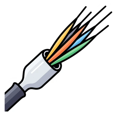 close-up of optical fiber cable filaments showing individual glass strands sticker