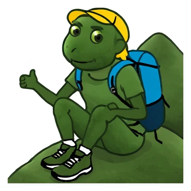 Blonde man on sitting on brown mountain  sticker